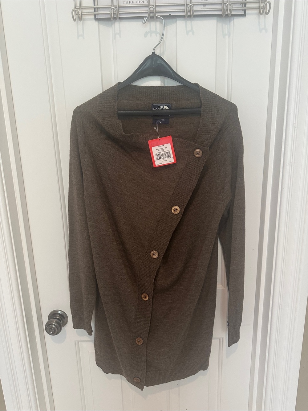 The North Face 100% Wool Brown Button-Front Asymmetric Cardigan